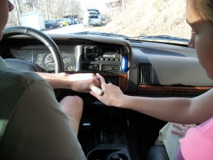 Handing off the gun.