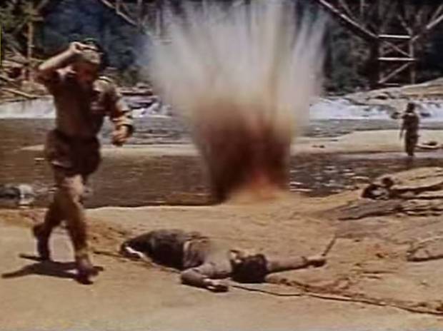 mortar shell explodes