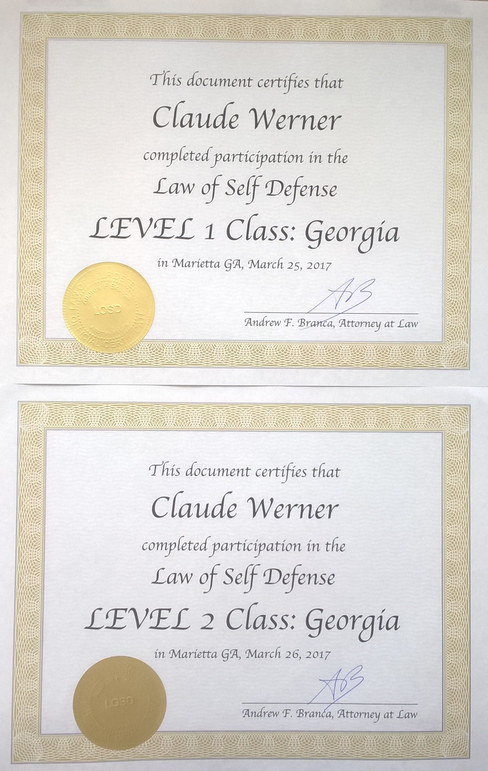 LOSD certificates