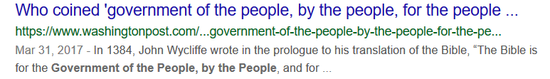 government of the people by the people for the people WaPo